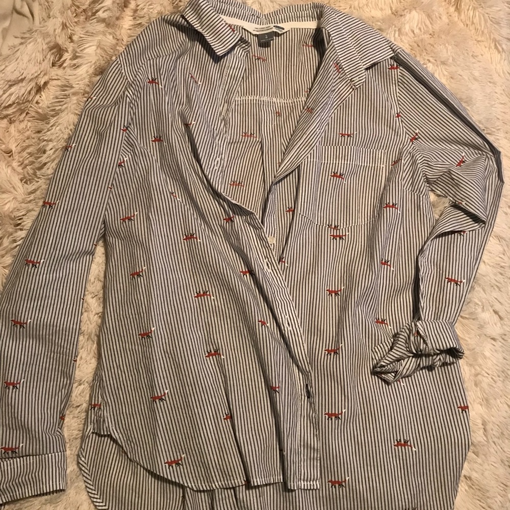 Collared Pin Stripe Fox Shirt